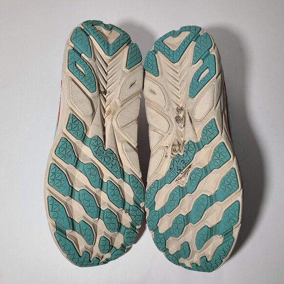 Hoka One One Clifton 8 Women's Aqua Blue/Red/White Shoes Size 8.5 B - Picture 7 of 9